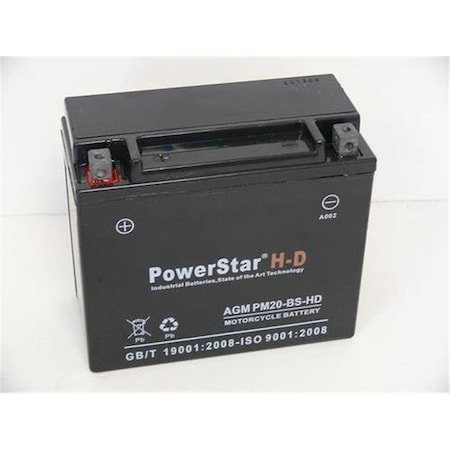 PowerStar PM20-BS-HD-18 Ytx20-Bs Motorcycle Battery For Harley-Davidson Fxst Flst Softail